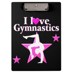 PRETTY PINK I LOVE GYMNASTICS DESIGN CLIPBOARD