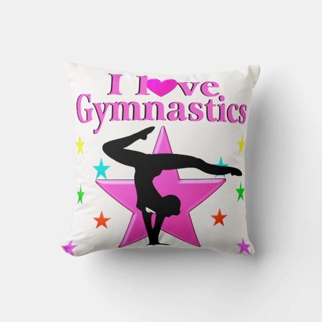 PRETTY PINK I LOVE GYMNASTICS DESIGN CUSHION (Front)