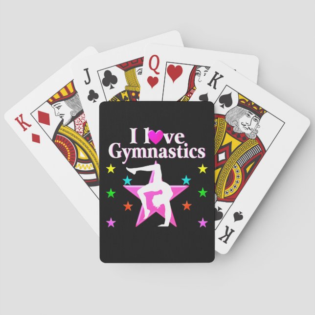 PRETTY PINK I LOVE GYMNASTICS DESIGN PLAYING CARDS (Back)