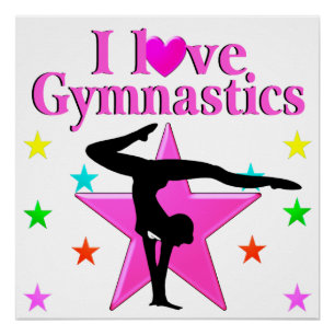 PRETTY PINK I LOVE GYMNASTICS DESIGN POSTER