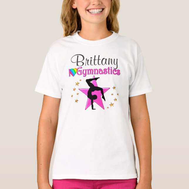 PRETTY PINK I LOVE GYMNASTICS T SHIRT (Front)