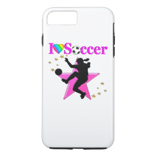 PRETTY PINK I LOVE SOCCER DESIGN iPhone 8 PLUS/7 PLUS CASE