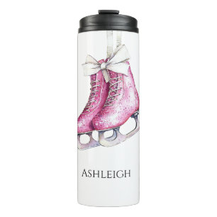 Pretty Pink Ice Skates Christmas Thermal Tumbler