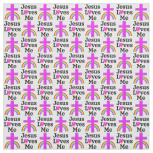 PRETTY PINK INSPIRING JESUS LOVES ME FABRIC