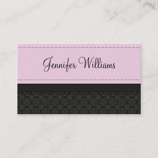 Pretty Pink Label Ribbon Business Cards (Front)