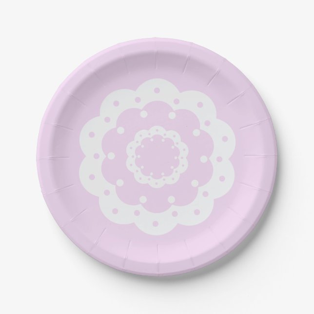 Pretty pink lacy doily paper plate (Front)