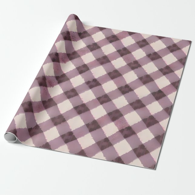 Pretty Pink, Lavender and Brown Plaid Gift Wrap (Unrolled)