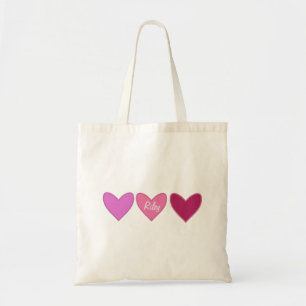 Pretty Pink & Lavender Hearts Valentine’s Day Tote Bag