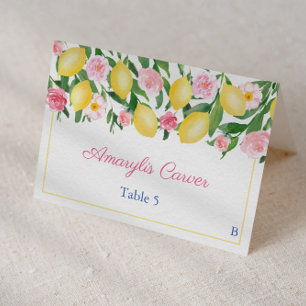 Pretty Pink Lemons Meal Choices Wedding Place Card