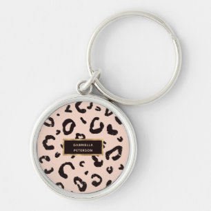 Pretty Pink Leopard Gold Frame Key Ring