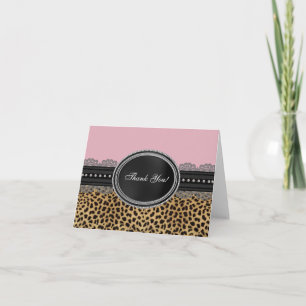 Pretty Pink Leopard Thank You Cards
