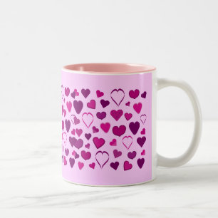 Pretty pink & lilac cartoon hearts mug