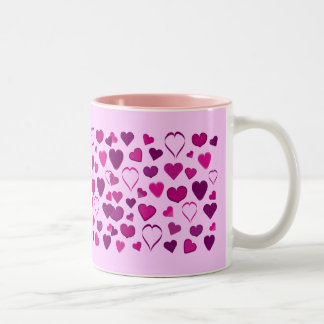 Pretty pink & lilac cartoon hearts mug