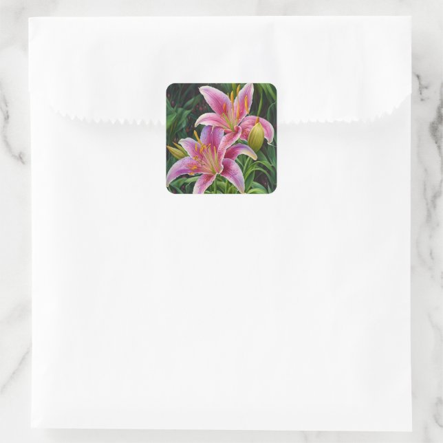 Pretty Pink Lily Flowers Stickers (Bag)