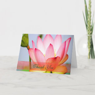 Pretty Pink Lotus Flower Thank You Card