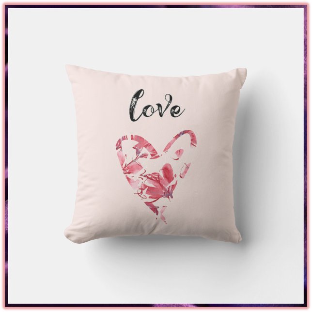 Pretty Pink Love Floral Heart Cushion (Creator Uploaded)