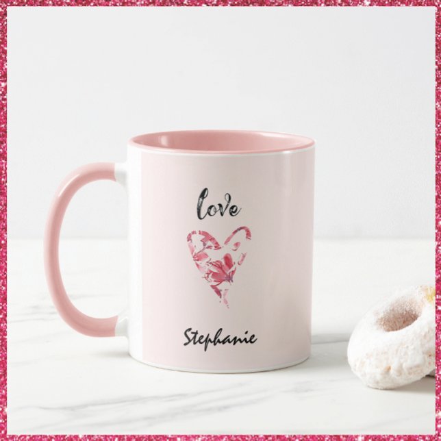 Pretty Pink Love Floral Heart Mug (Creator Uploaded)