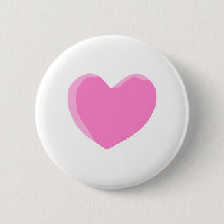 Pretty Pink Love Heart. 6 Cm Round Badge
