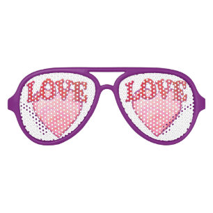 Pretty Pink Love Heart Aviator Sunglasses