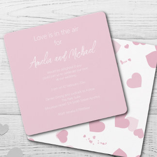 Pretty Pink Love Heart Confetti Wedding Invitation