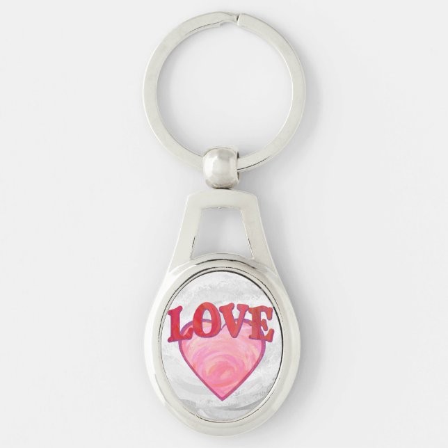 Pretty Pink Love Heart Key Ring (Front)