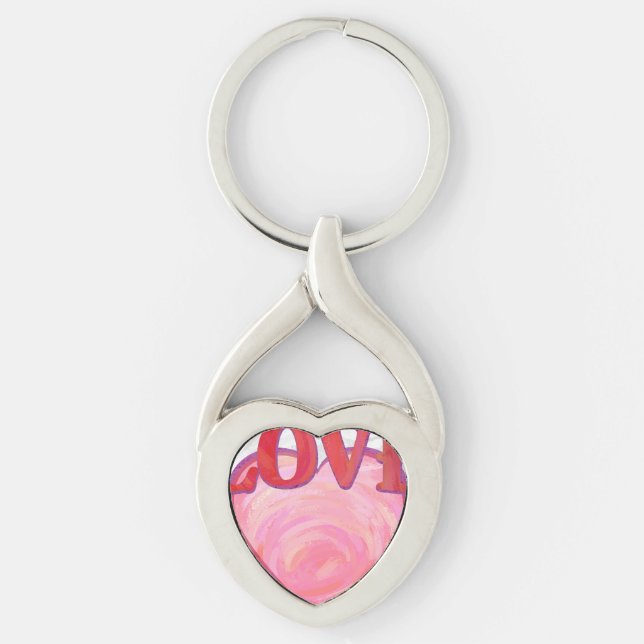 Pretty Pink Love Heart Key Ring (Front)