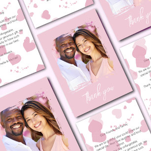 Pretty pink love heart photo thank you card
