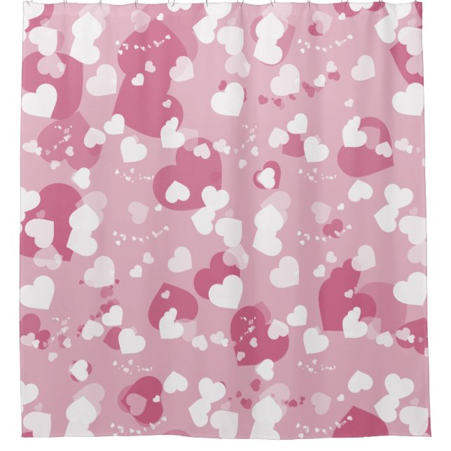 Pretty Pink Love Heart Shower Curtain (Front)
