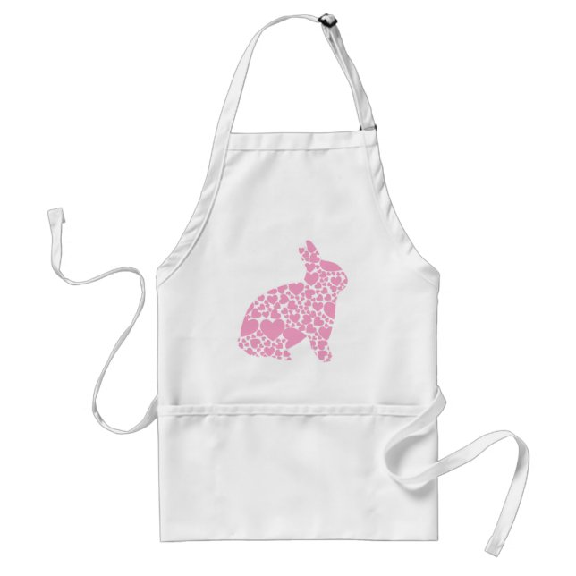 Pretty Pink love hearts bunny rabbit - add name Standard Apron (Front)
