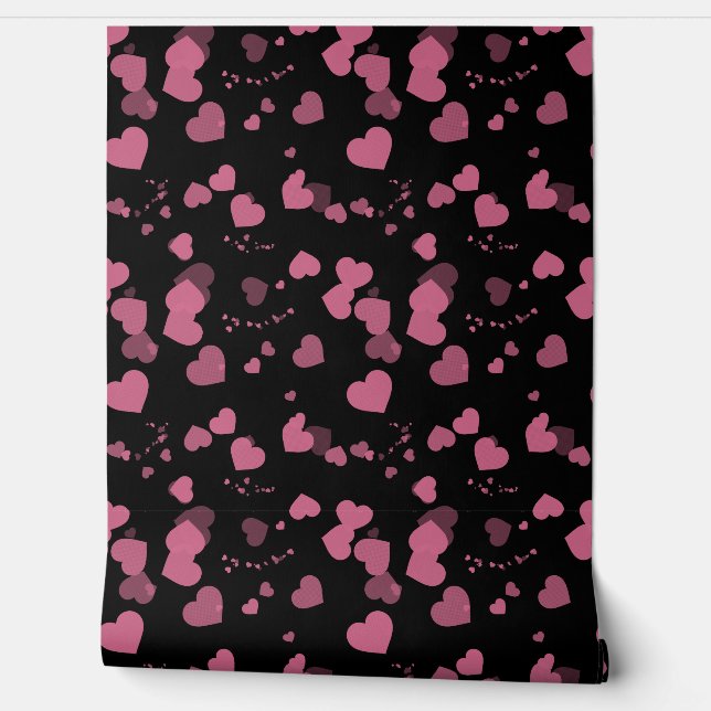 Pretty pink love hearts wallpaper (Unrolling)