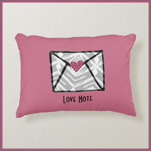 Pretty Pink Love Note Heart Decorative Cushion