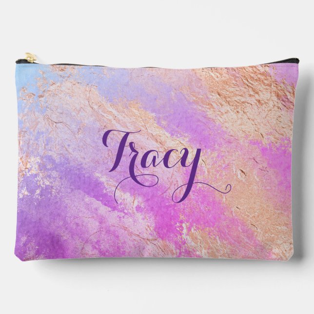  Pretty Pink Marble  Accessory Pouch (Front)