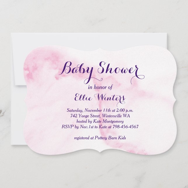 Pretty Pink Marble Baby Shower Invitation (Front)