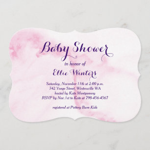 Pretty Pink Marble Baby Shower Invitation