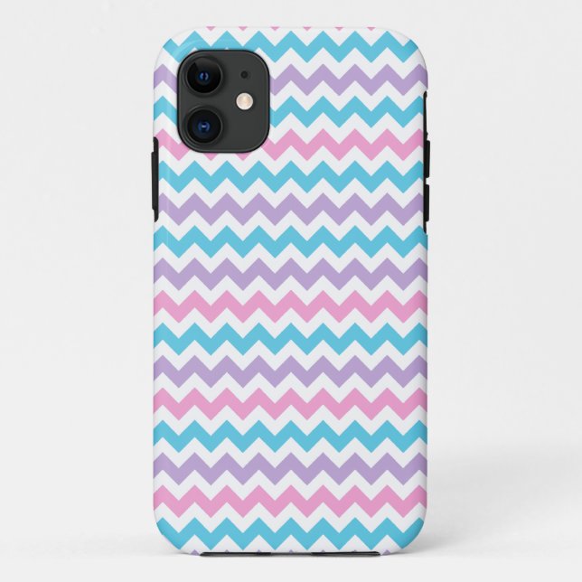 Pretty Pink, Mauve, Turquoise, White Chevrons Case-Mate iPhone Case (Back)