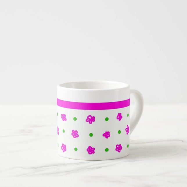 Pretty Pink Mini-print Floral Espresso Mug (Front Right)