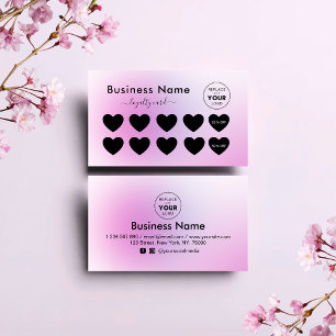Pretty Pink Minimalist Add Your Logo Beauty Salon Loyalty Card