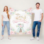 Pretty Pink Mint Purple Gold Boho Woodland Animals Fleece Blanket<br><div class="desc">Adorable woodland-themed fleece blanket featuring a group of adorable baby animals and elegant watercolor floral arrangement in pink,  purple,  mint and gold. Matching items available in our store!</div>