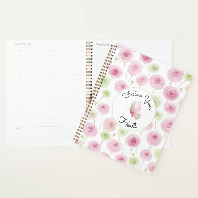 Pretty Pink Mint Ranunculus Quote Planner (Display)