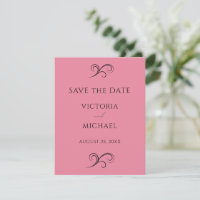 Pretty Pink Modern Scrolls Minimalist Wedding