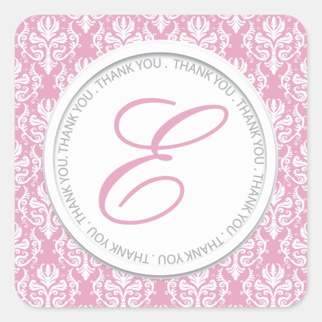 Pretty Pink Monogram Party Favour Stickers (Front)