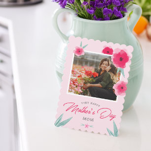 Pretty Pink Mother's Day Photo Holiday Card