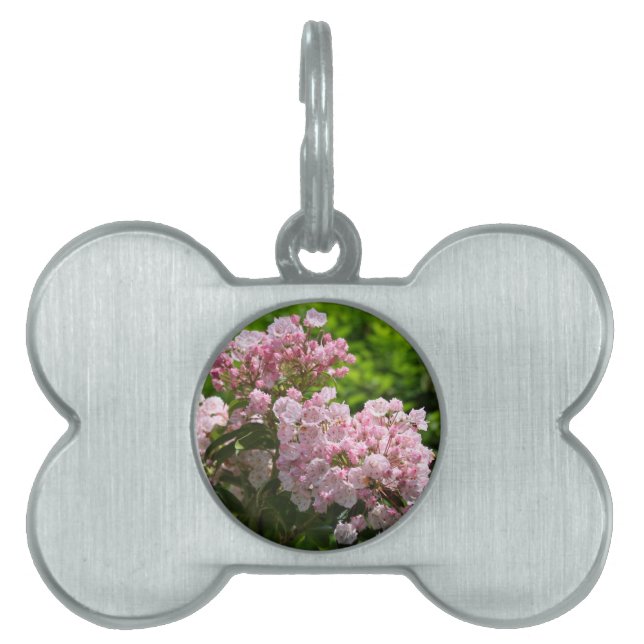 Pretty Pink Mountain Laurel Flowers Pet Name Tag (Front)