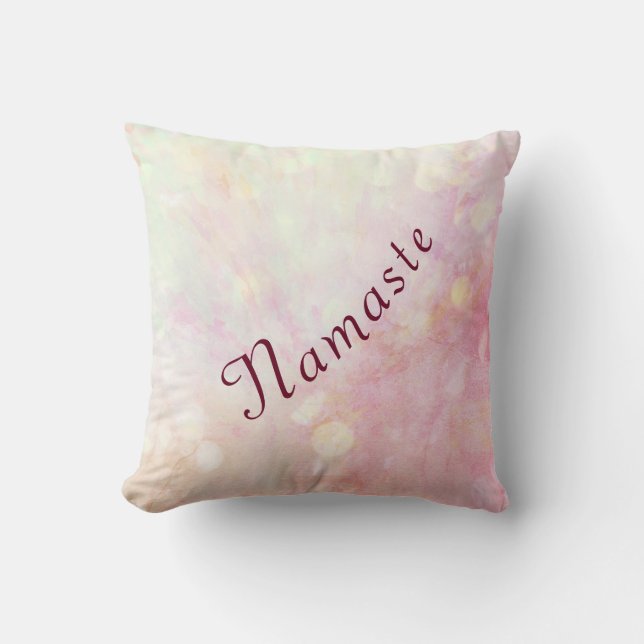 Pretty Pink Namaste design Cushion (Front)