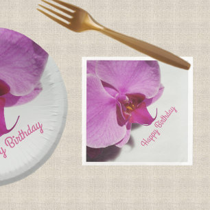 Pretty Pink Orchid Blossom Floral Customisable Napkin