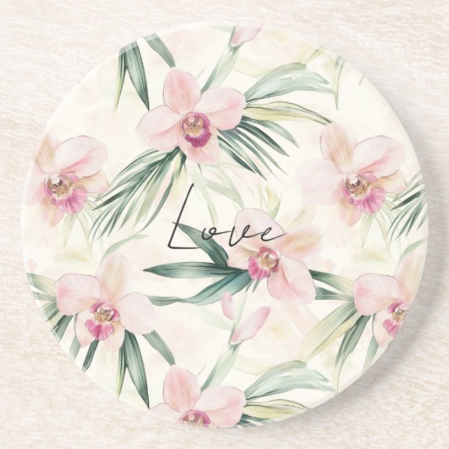 Pretty Pink Orchids Coaster (Front)