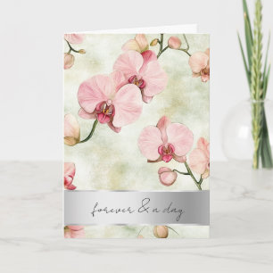 Pretty Pink Orchids Wedding Card