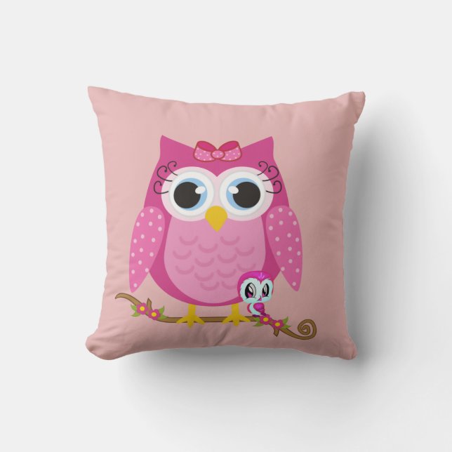 Pretty Pink owl Cushion (Front)