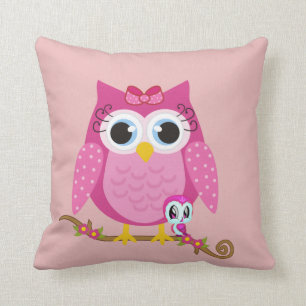 Pretty Pink owl Cushion