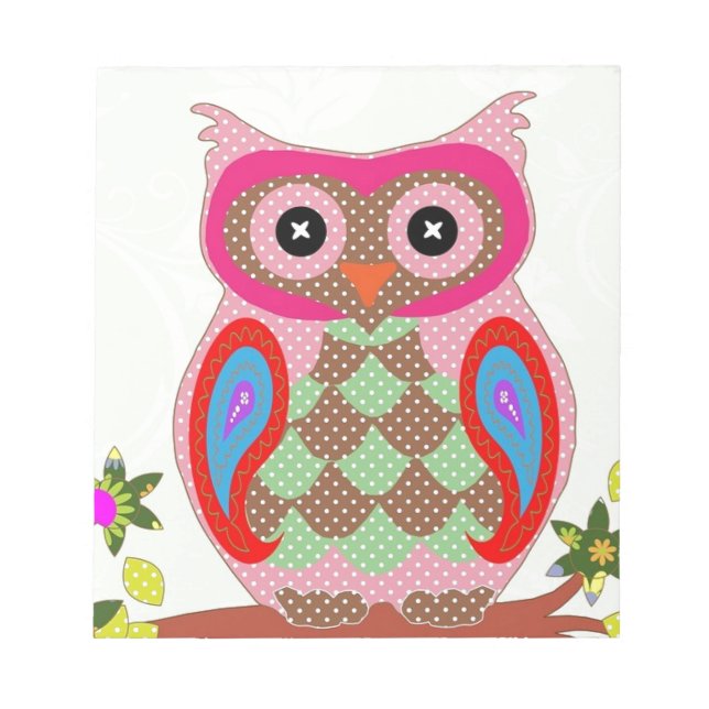 Pretty Pink Owl Print, Pattern accessories Notepad (Front)